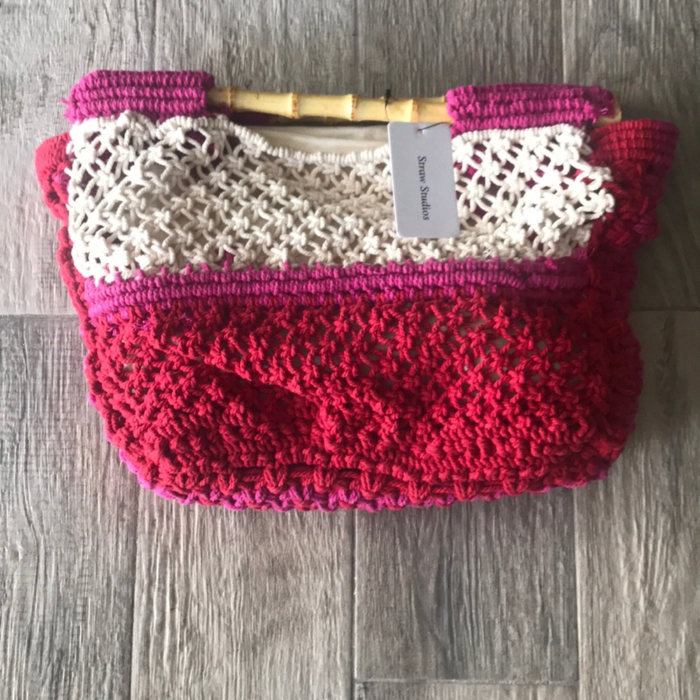 ⚫️Macrame Handbag with Bamboo Handles⚫️